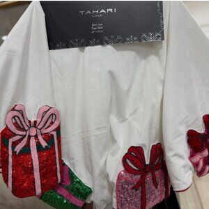 TAHARI Home Sequin Christmas Presents Multi Colors Tree Skirt 48”Round ~New~